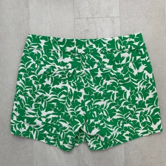 J Crew Printed Green White Basketweave Shorts Sz 2 - Picture 7 of 10